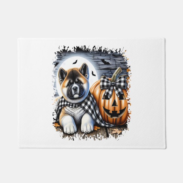 Akita Dog Halloween Square Doormat (Front)