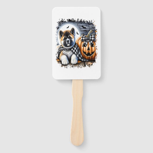 Akita Dog Halloween Square Hand Fan (Front)
