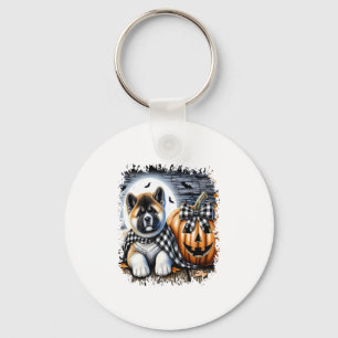Akita Dog Halloween Square Key Ring