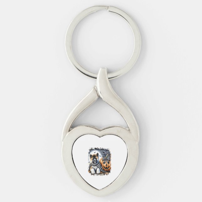 Akita Dog Halloween Square Key Ring (Front)