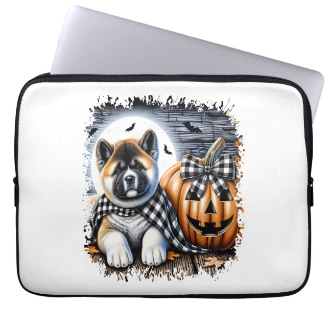 Akita Dog Halloween Square Laptop Sleeve (Front)