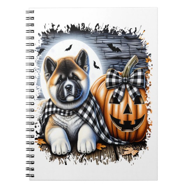 Akita Dog Halloween Square Notebook (Front)