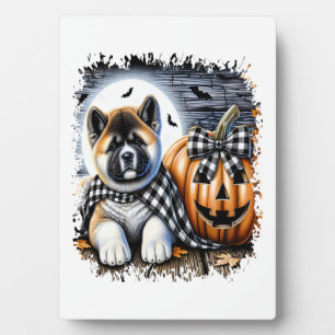 Akita Dog Halloween Square Plaque