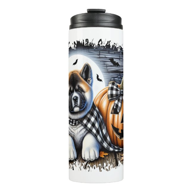 Akita Dog Halloween Square Thermal Tumbler (Front)