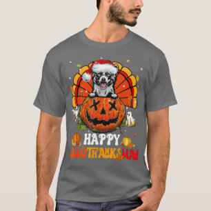 Akita Dog Happy Hallothanksmas Halloween Thanksgiv T-Shirt