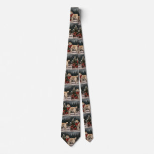 Akita Dog in Snow Christmas Tie