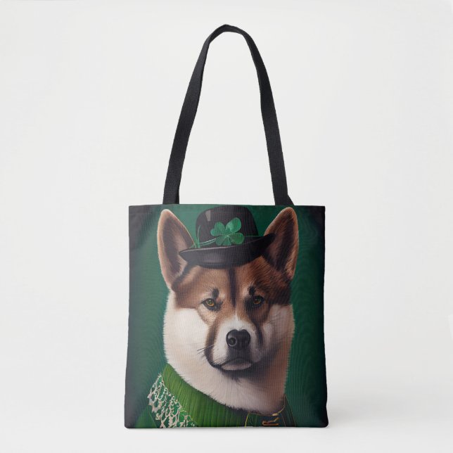 akita dog in St. Patrick's Day Dress Tote Bag (Front)
