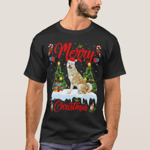 Akita Dog Lights Xmas Tree Santa Akita Christmas T T-Shirt