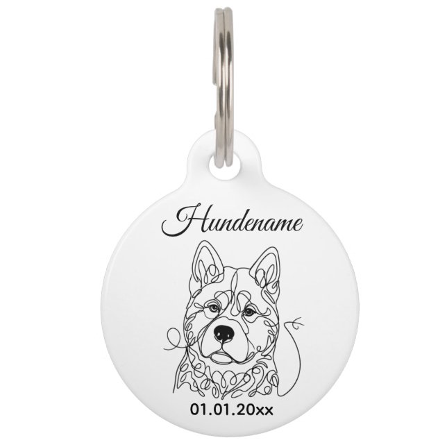 Akita Dog Line Art Personalized Tag (Front)