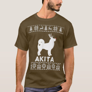Akita Dog Lover Christmas Reindeer Ugly Christmas T-Shirt