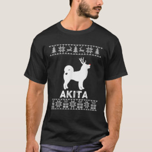 Akita Dog Lover Christmas Reindeer Ugly Christmas  T-Shirt