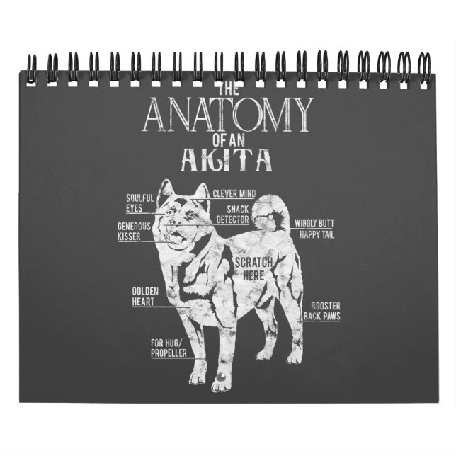 Akita Dog Lover| Cool Akita Anatomy Clos Calendar (Cover)
