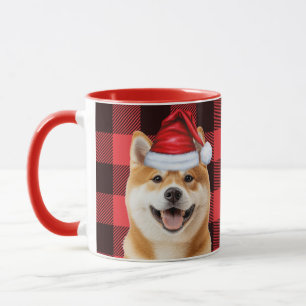 Akita Dog Lover Holiday Buffalo Plaid Christmas Mug