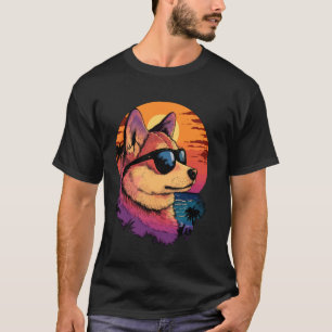 Akita Dog Lover Sunset Retro Akita T-Shirt