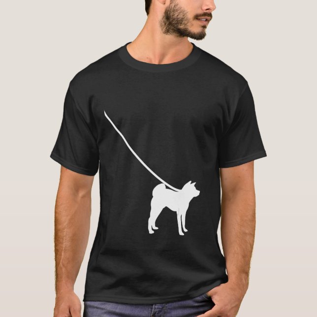 Akita Dog On A Leash  Mom Dad Pet Cute  Puppy T-Shirt (Front)