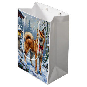 Akita Dog Serene Japanese Winter Christmas Medium Gift Bag