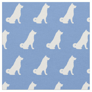 Akita Dog Silhouette Pet Light Blue Fabric
