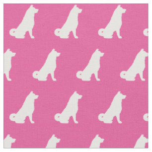 Akita Dog Silhouette Pet Pink Fabric