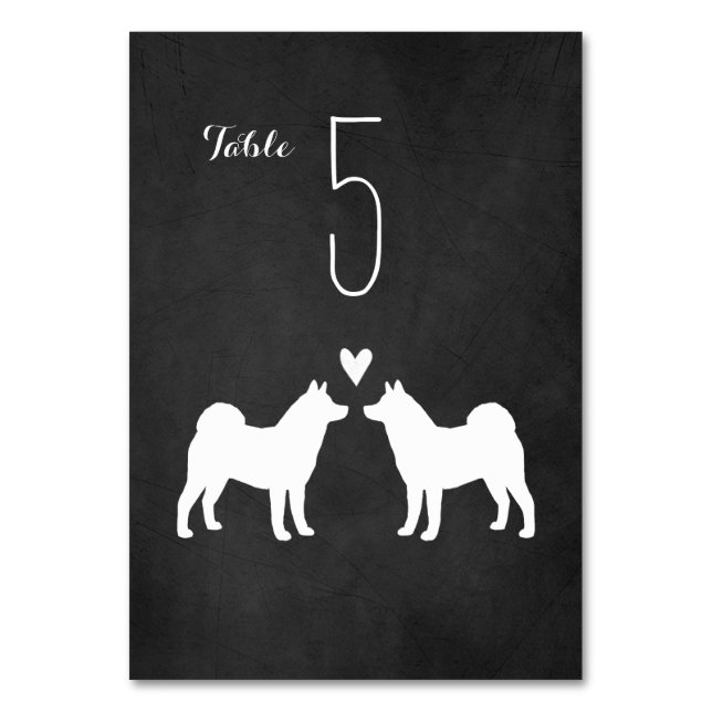 Akita Dog Silhouettes Wedding Reception Table Number (Front)