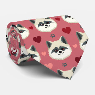 Akita Dog Valentine Hearts Pattern Cute Love Tie