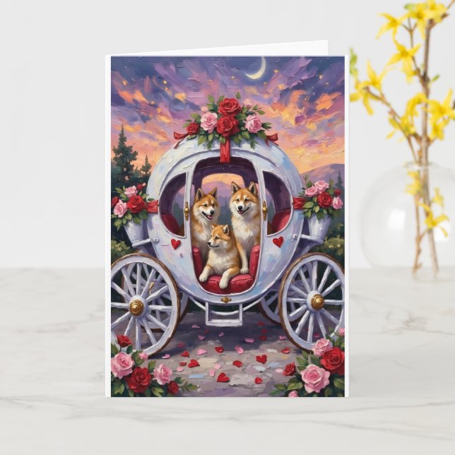 Akita Dog Valentine's Day Card (Yellow Flower)