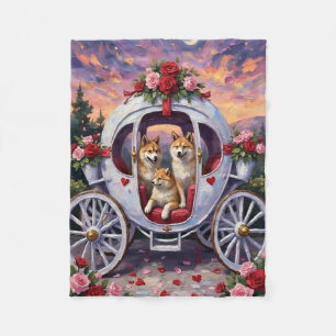 Akita Dog Valentine's Day Fleece Blanket