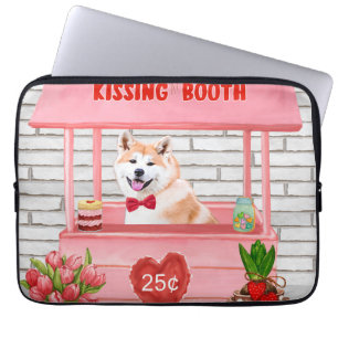 Akita Dog Valentine's Day Kissing Booth Laptop Sleeve