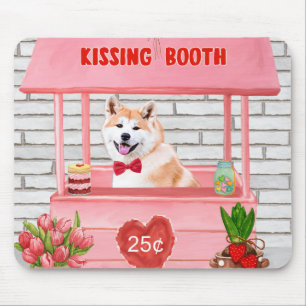 Akita Dog Valentine's Day Kissing Booth Mouse Mat