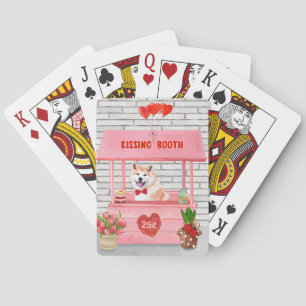 Akita Dog Valentine's Day Kissing Booth Playing Cards