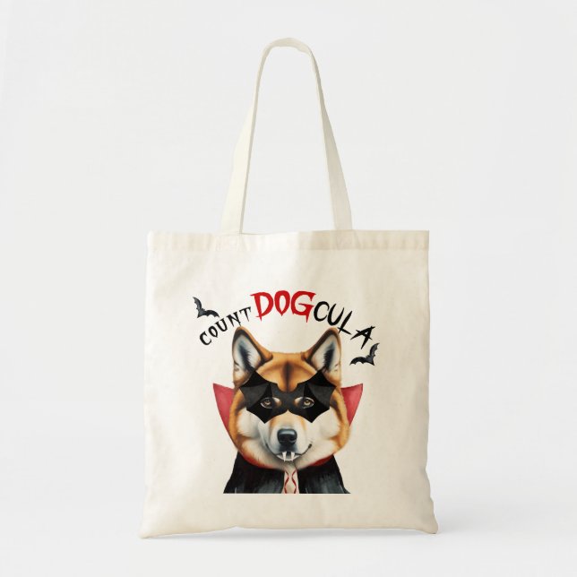 Akita Dog Vampire Trick or Treat Halloween Tote Bag (Front)