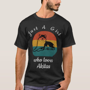 Akita Dog Vintage Just A Girl Who Loves Akitas T-Shirt