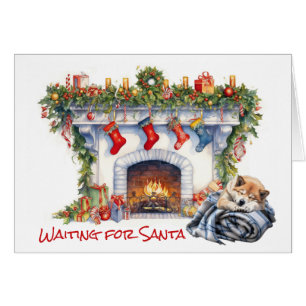 Akita Dog Wait for Santa