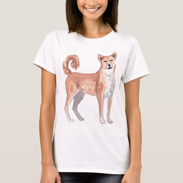 Akita Dog Watercolor Art Painting T-Shirt (Front)