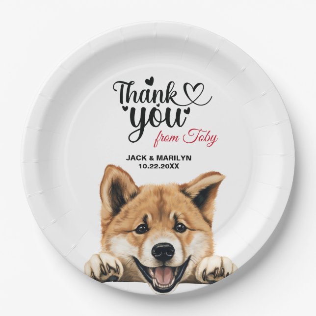 Akita Dog Wedding Reception Paper Plate (Front)