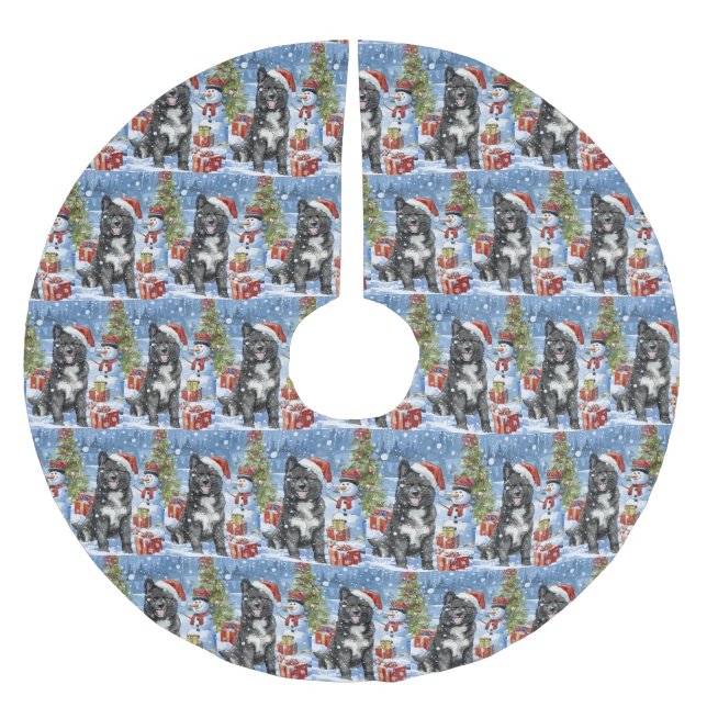 Akita Dog Winter Wonderland Christmas Joy Brushed Polyester Tree Skirt (Front)