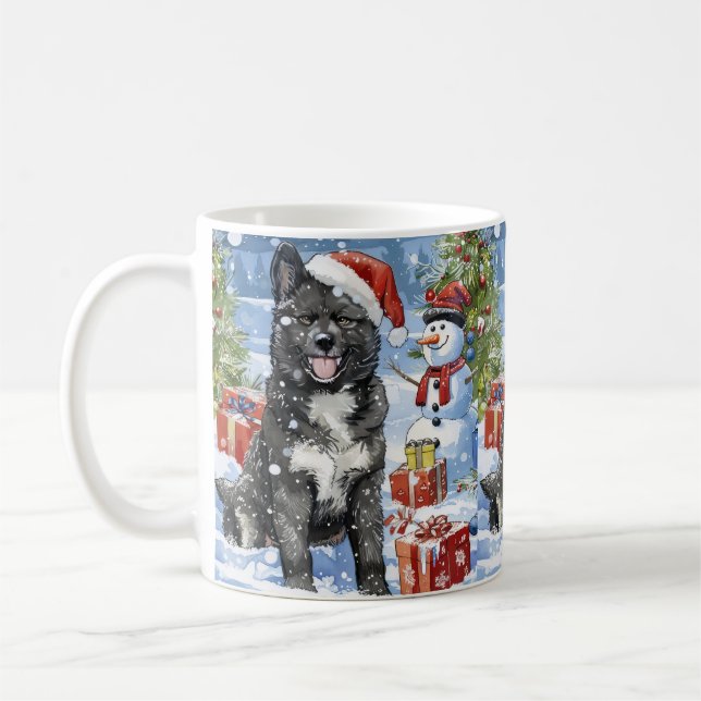 Akita Dog Winter Wonderland Christmas Joy Coffee Mug (Left)