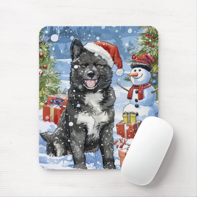 Akita Dog Winter Wonderland Christmas Joy Mouse Mat (With Mouse)