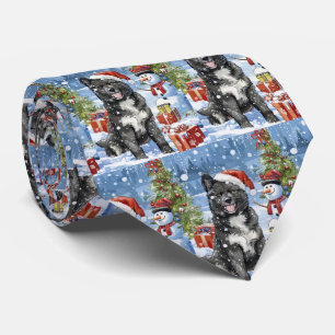 Akita Dog Winter Wonderland Christmas Joy Tie