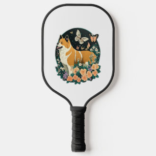 Akita Dog with Flower and Butterfly T Shirt Pickleball Paddle