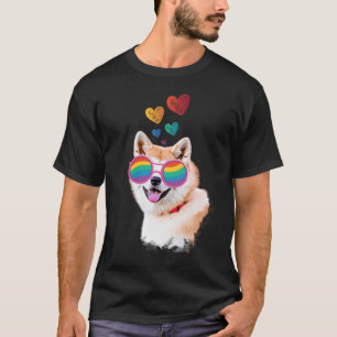 Akita Dog with Hearts Valentine's Day T-Shirt