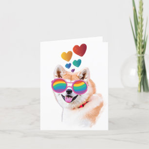 Akita Dog with Hearts Valentine's Day Thank You Card