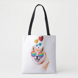 Akita Dog with Hearts Valentine's Day Tote Bag