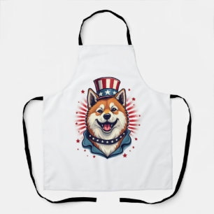 Akita dog with independence day  apron