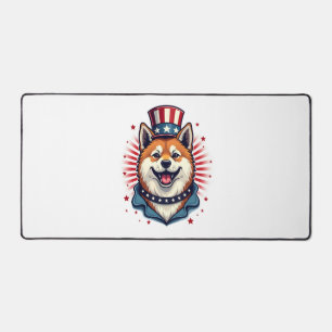 Akita dog with independence day  desk mat