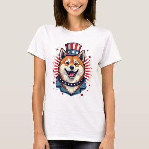 Akita dog with independence day T-Shirt