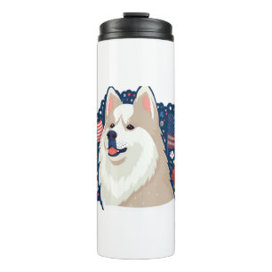 Akita dog with independence day theme thermal tumbler