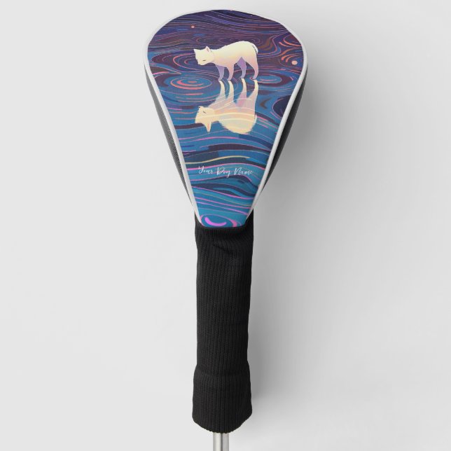 Akita dog with starry sky and water 001 golf head cover (Front)
