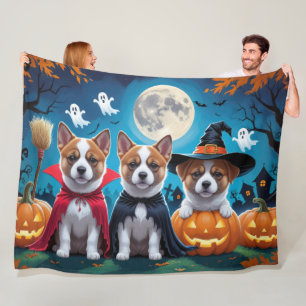 Akita Dogs Pumpkin Halloween Funny Fleece Blanket