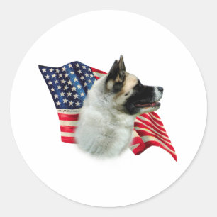 Akita Flag; Patriotic Akita; Akita American Flag Classic Round Sticker
