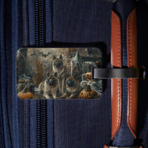 Akita Halloween Night Doggy Delight  Luggage Tag